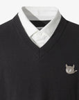 Men's Collared V - Neck Sweater - Black - Erthe Golf