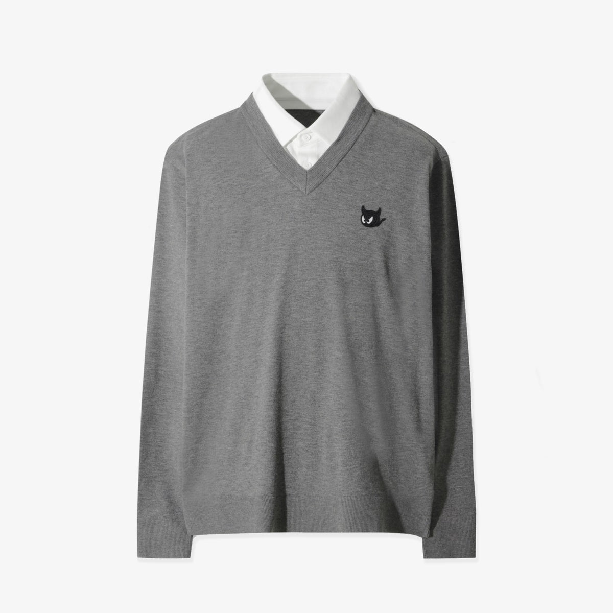 Men's Collared V - Neck Sweater - Gray - Erthe Golf