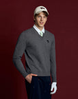 Men's Collared V - Neck Sweater - Gray - Erthe Golf