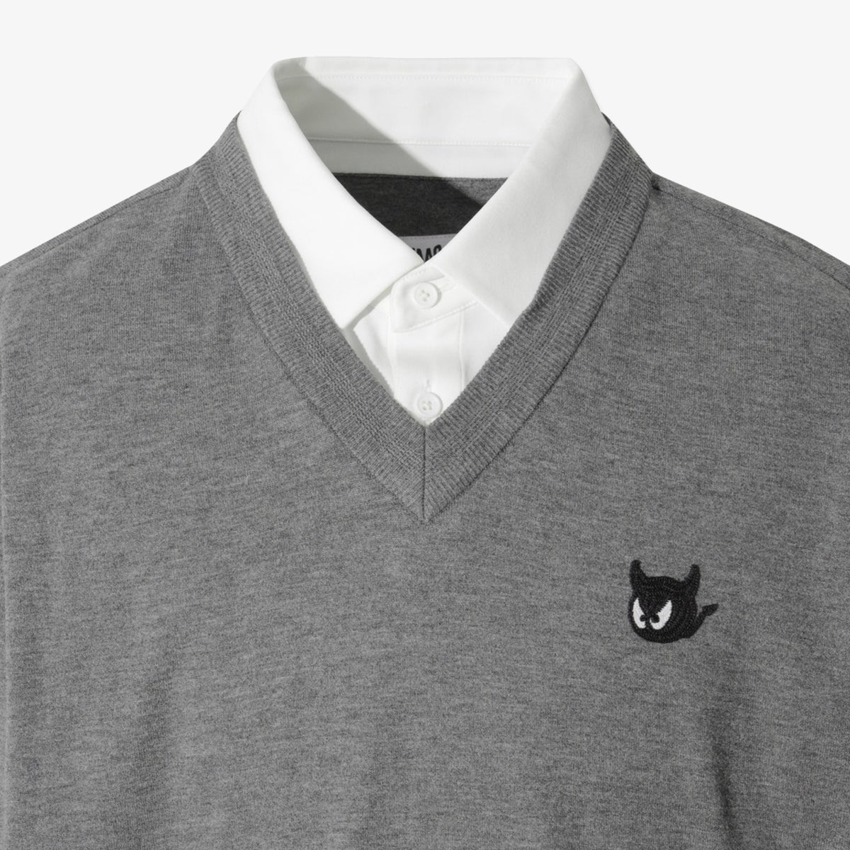 Men's Collared V - Neck Sweater - Gray - Erthe Golf
