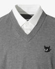 Men's Collared V - Neck Sweater - Gray - Erthe Golf
