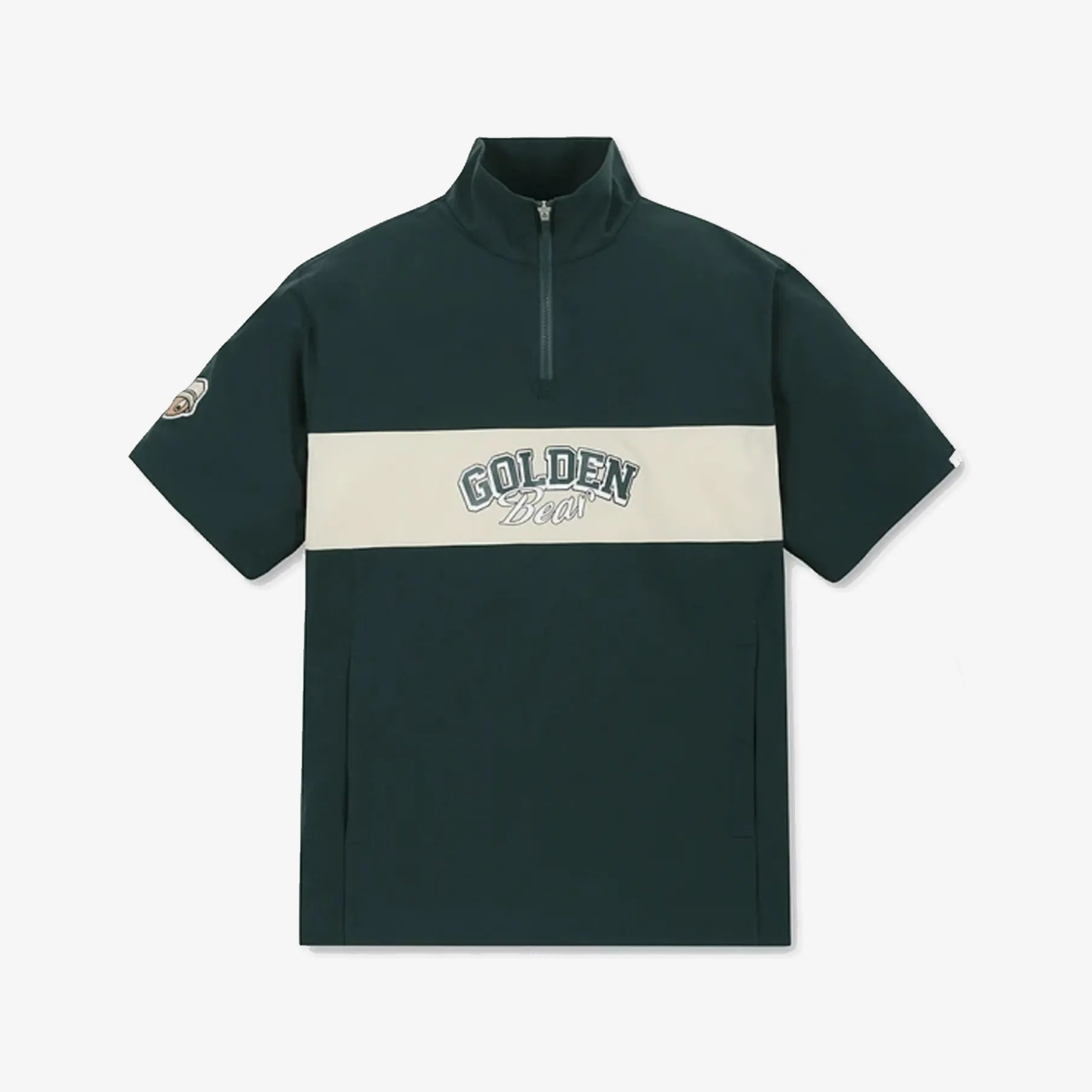 Men's Contrast Half - Zip Pullover - Green - Erthe Golf
