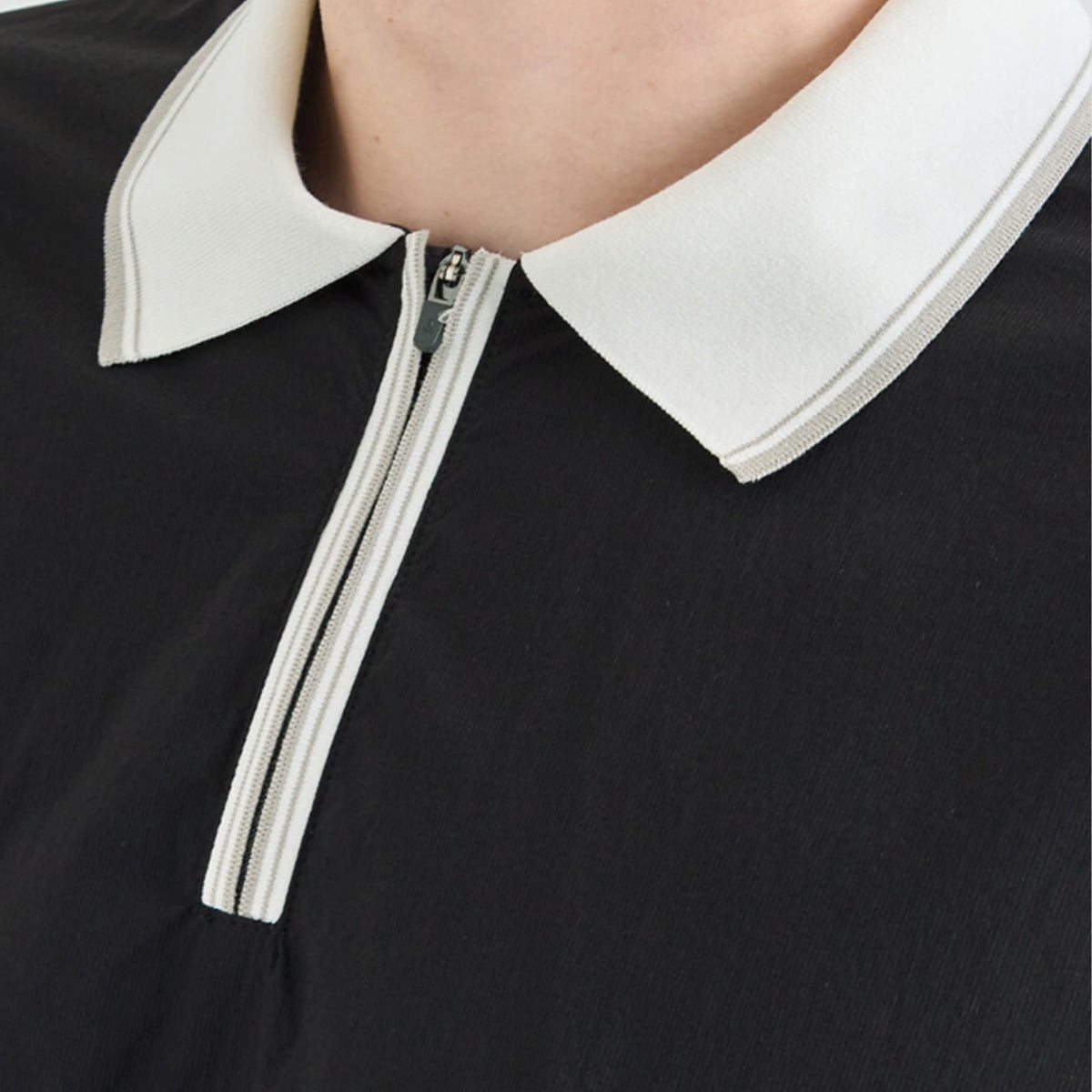 Men's Drawstring Zip Polo - Black - Erthe Golf