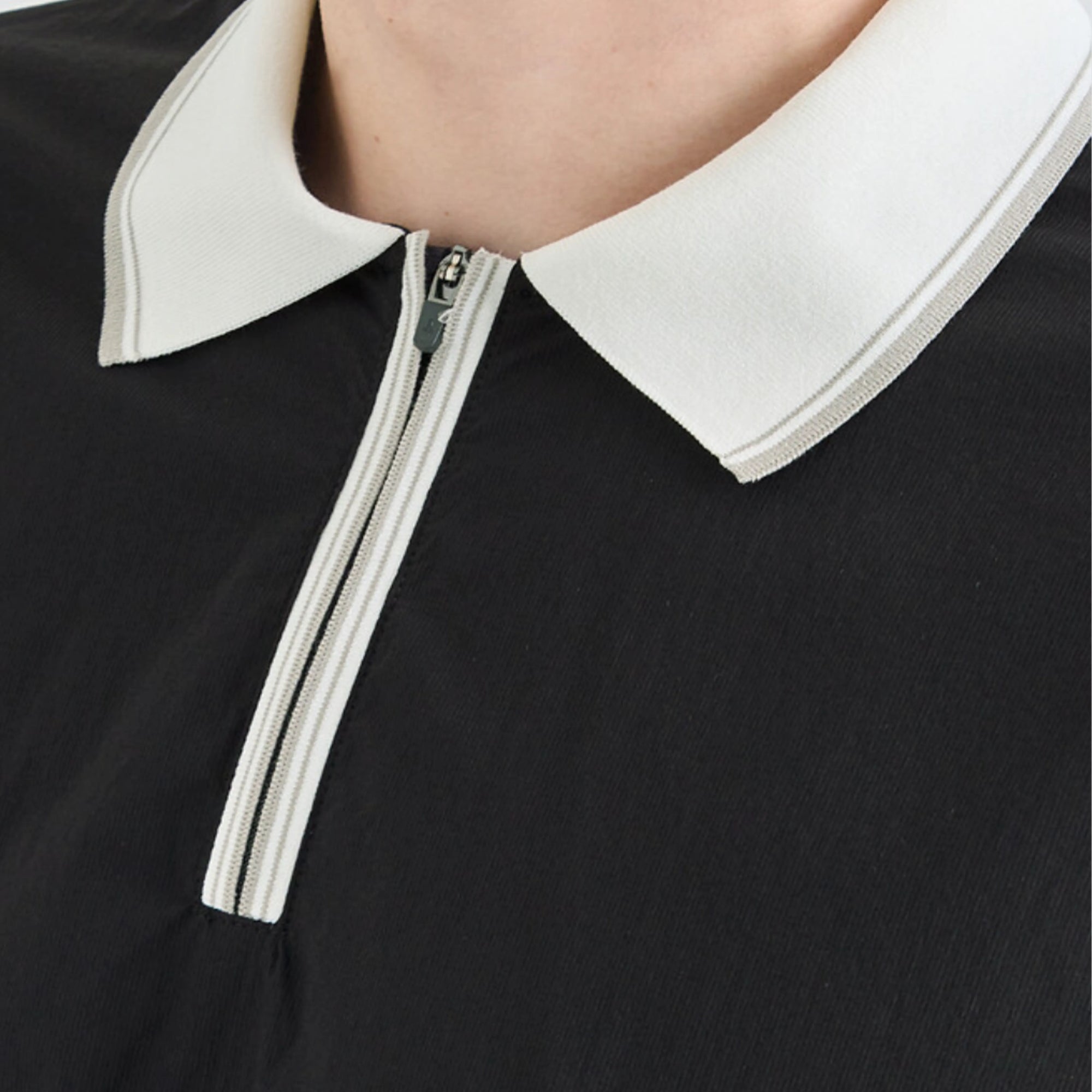 Men's Drawstring Zip Polo - Black - Erthe Golf