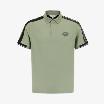 Men's Half - Button Badge Polo - Khaki - Erthe Golf