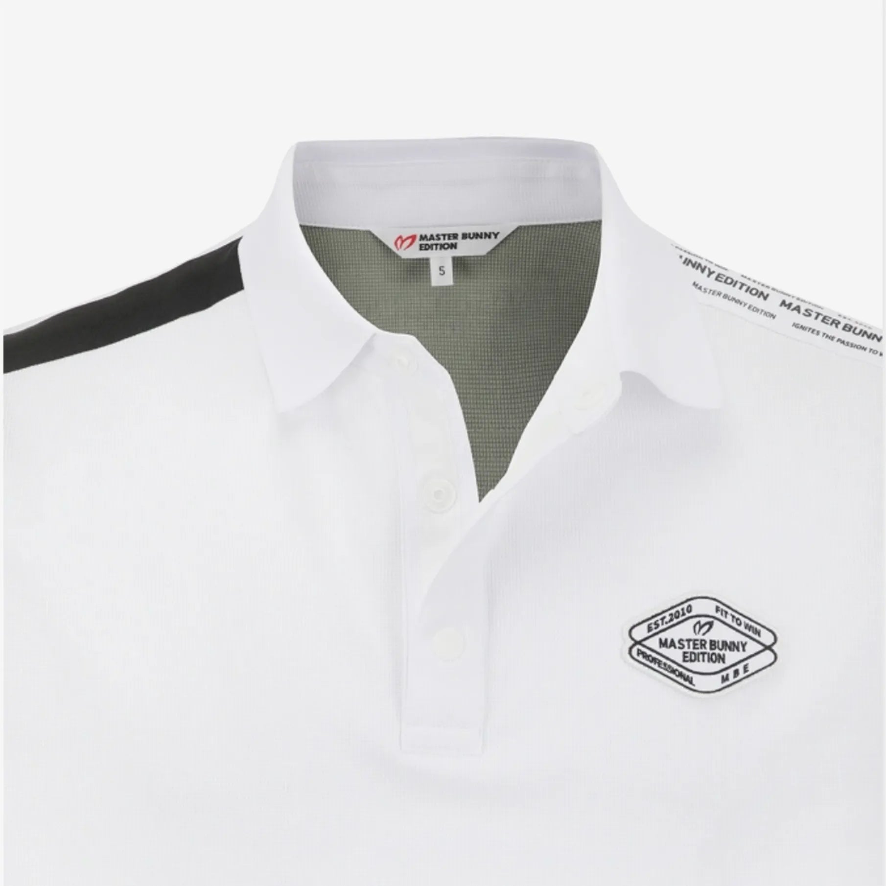 Men's Half - Button Badge Polo - White - Erthe Golf