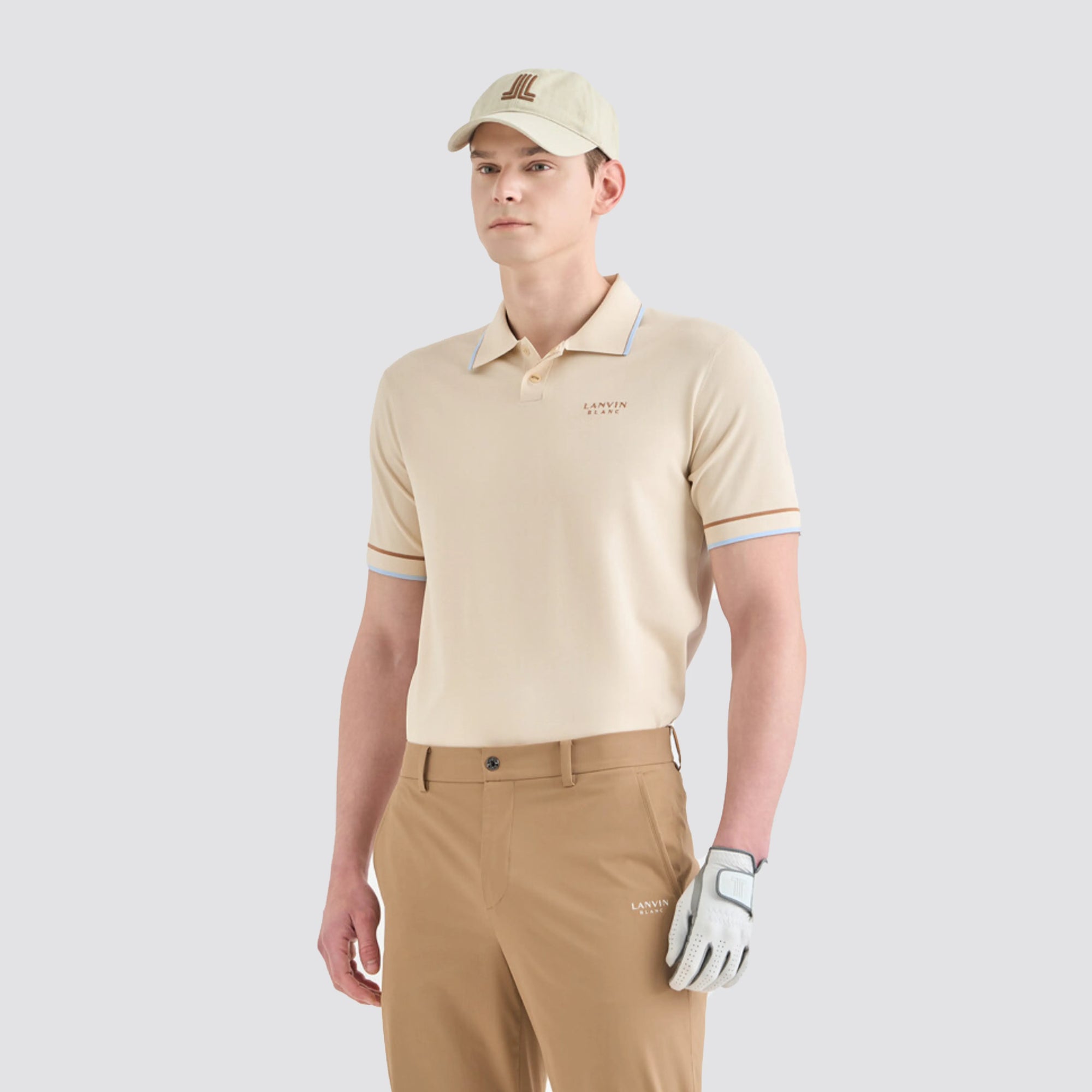 Men's Texture - Block Knit Top - Light Beige - Erthe Golf