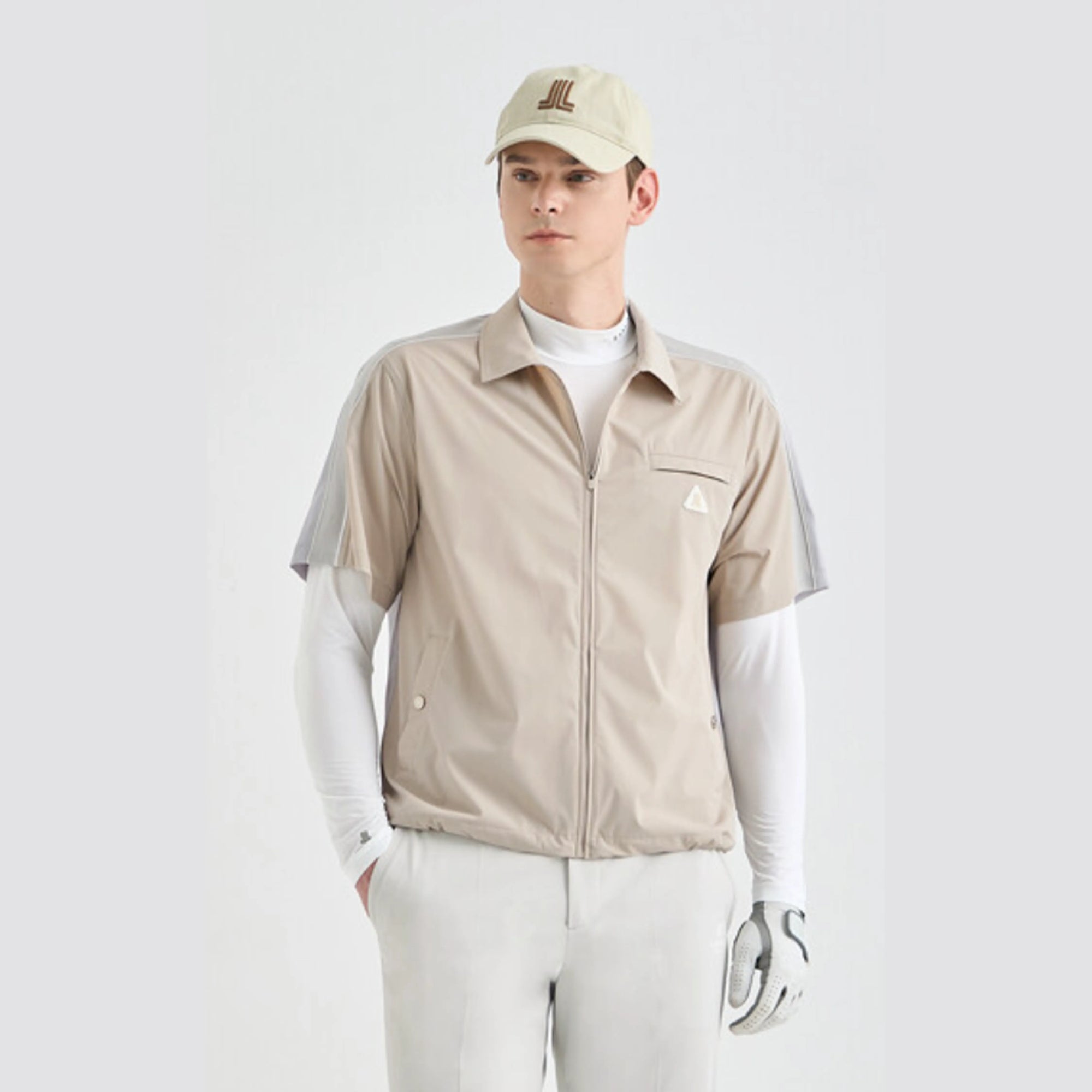 Men's Texture - Block Zip Jacket - Sepia Grey - Erthe Golf