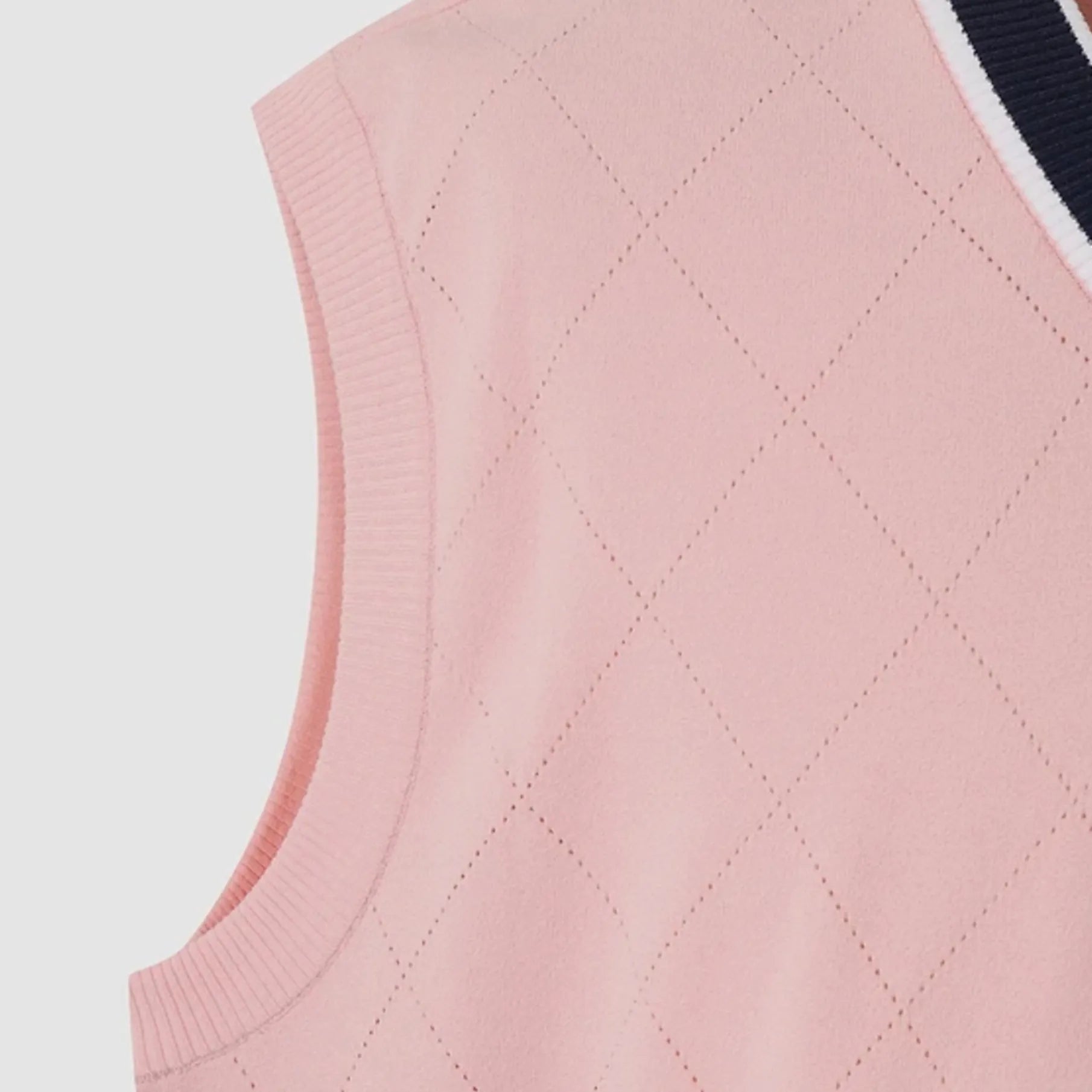 [WAAC x Eric] Men's V - Neck Knit Vest - Pink - Erthe Golf