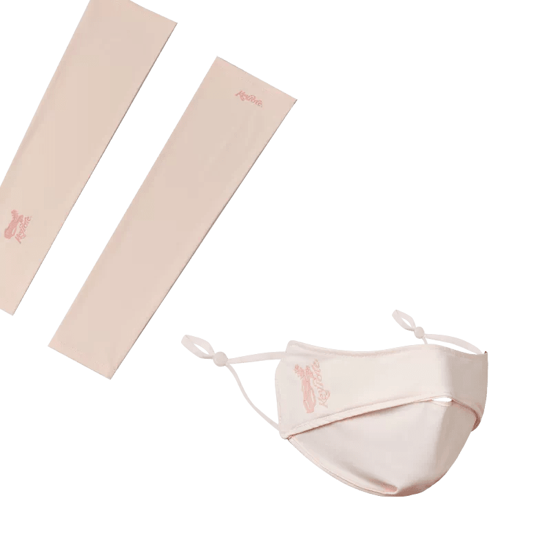 Women's Sun Protection Arm and Face Mask Set - Pink - Erthe Golf