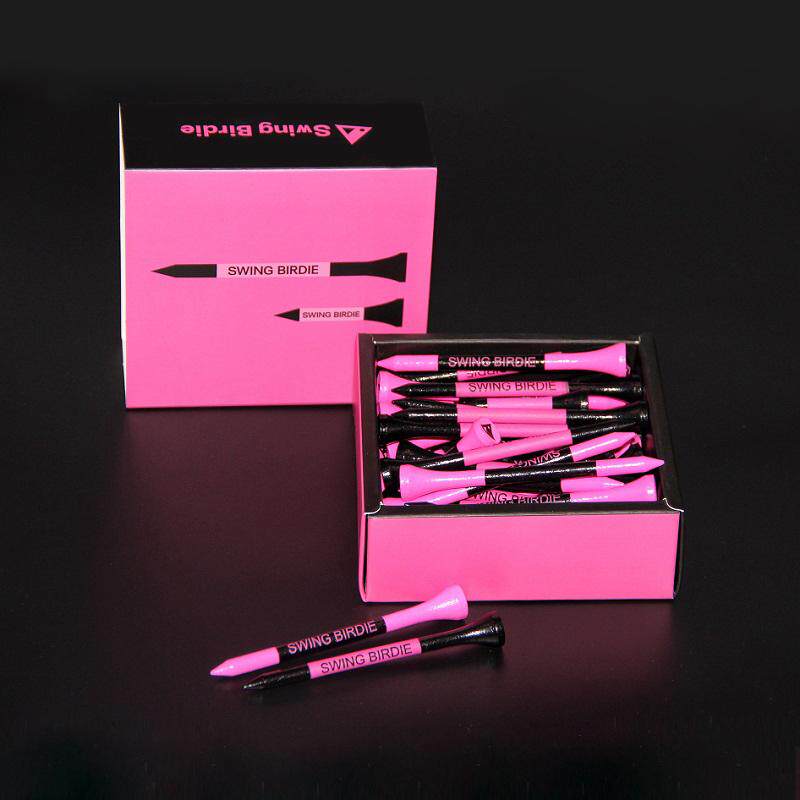 Wooden Golf Tee Pack - Black & Pink - Erthe Golf