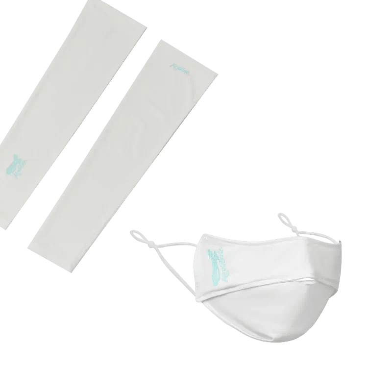 Women's Sun Protection Arm and Face Mask Set - White - Erthe Golf