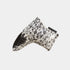 A putter cover in black and white cowhide with a solid black toe cap, photographed on a light gray background.