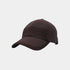 A dark brown baseball cap featuring a decorative embroidered band with wavy stitched patterns and a small embroidered logo on the side, shown against a light gray background.