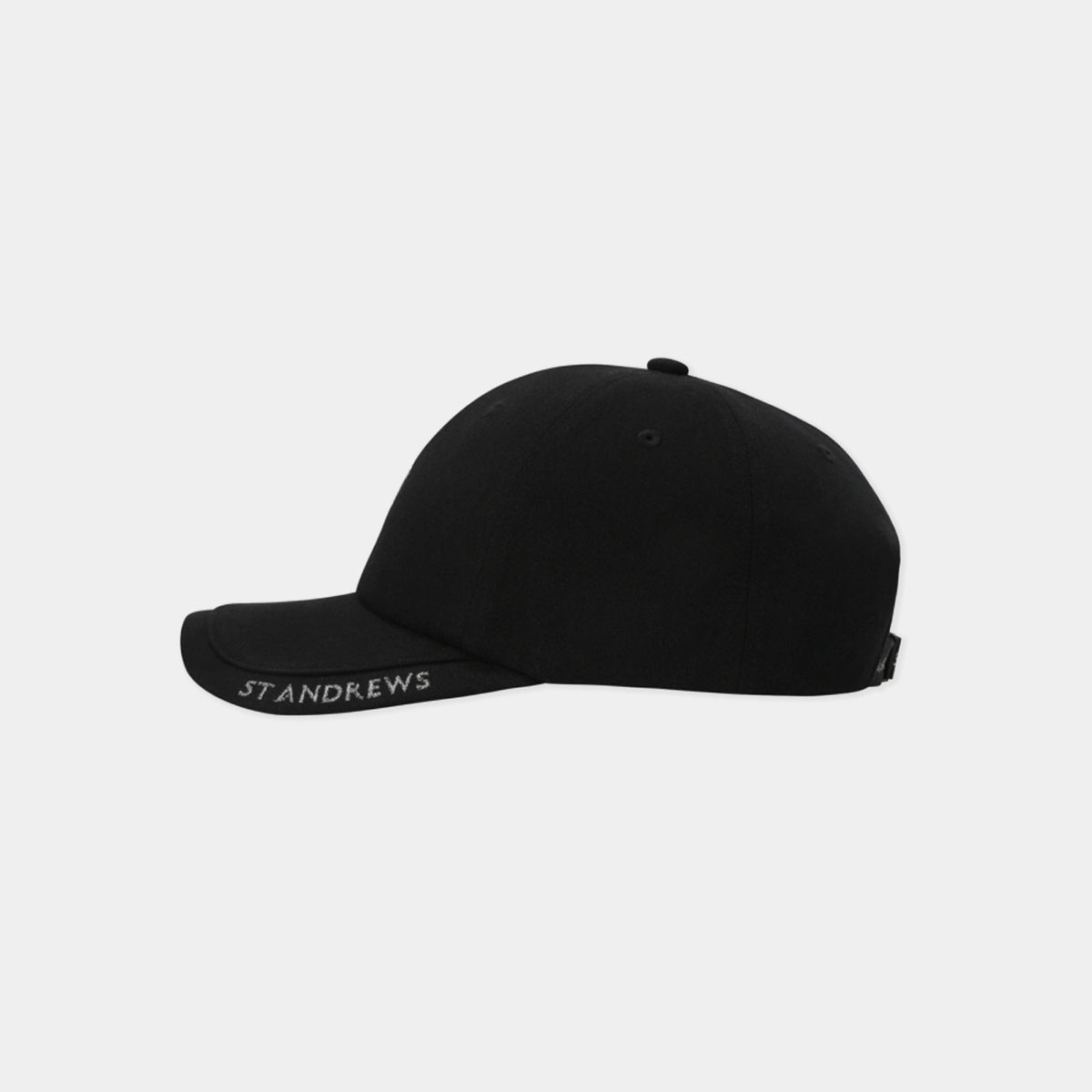 Black cap with a logo on a white background
