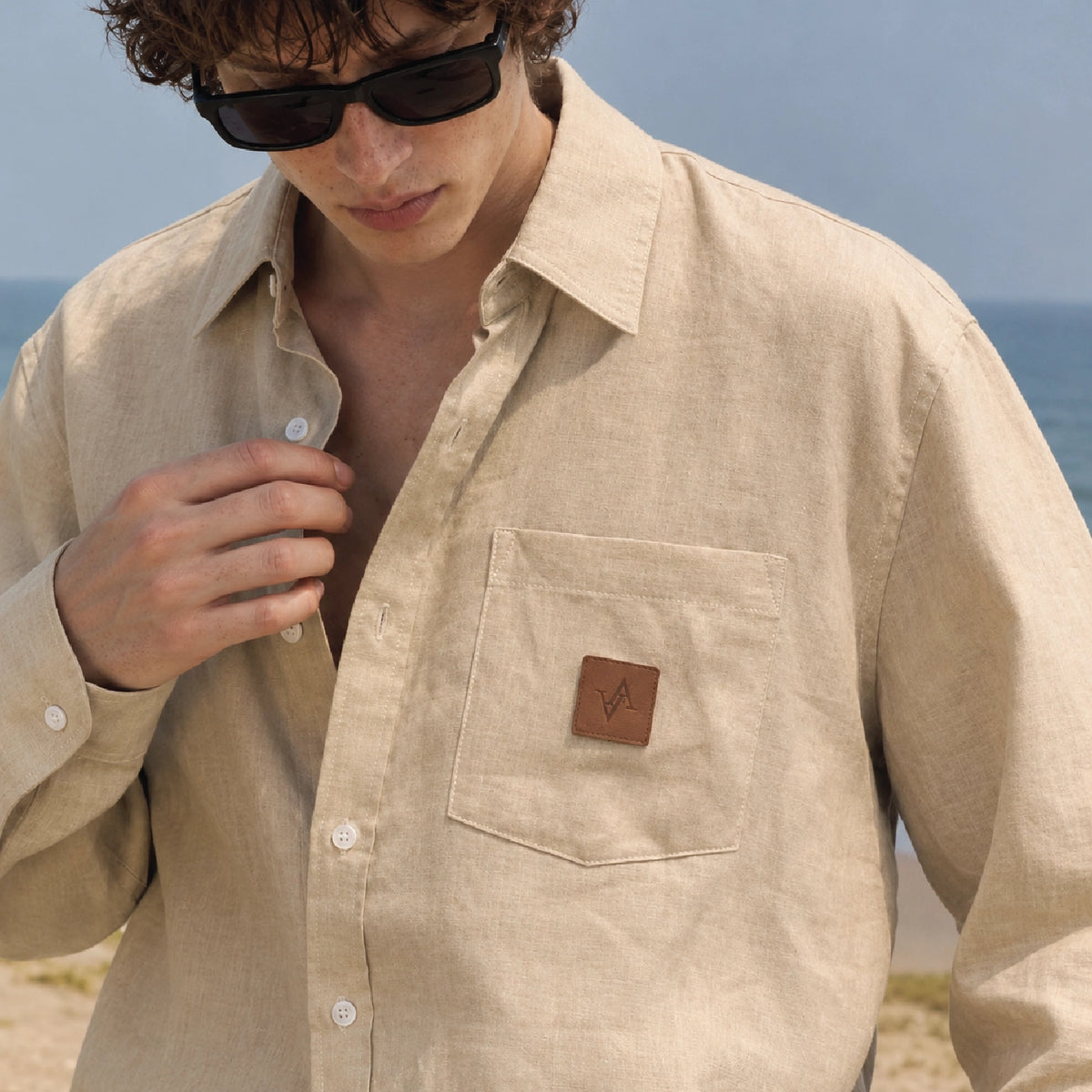 Men's Pure Linen Shirt - Beige