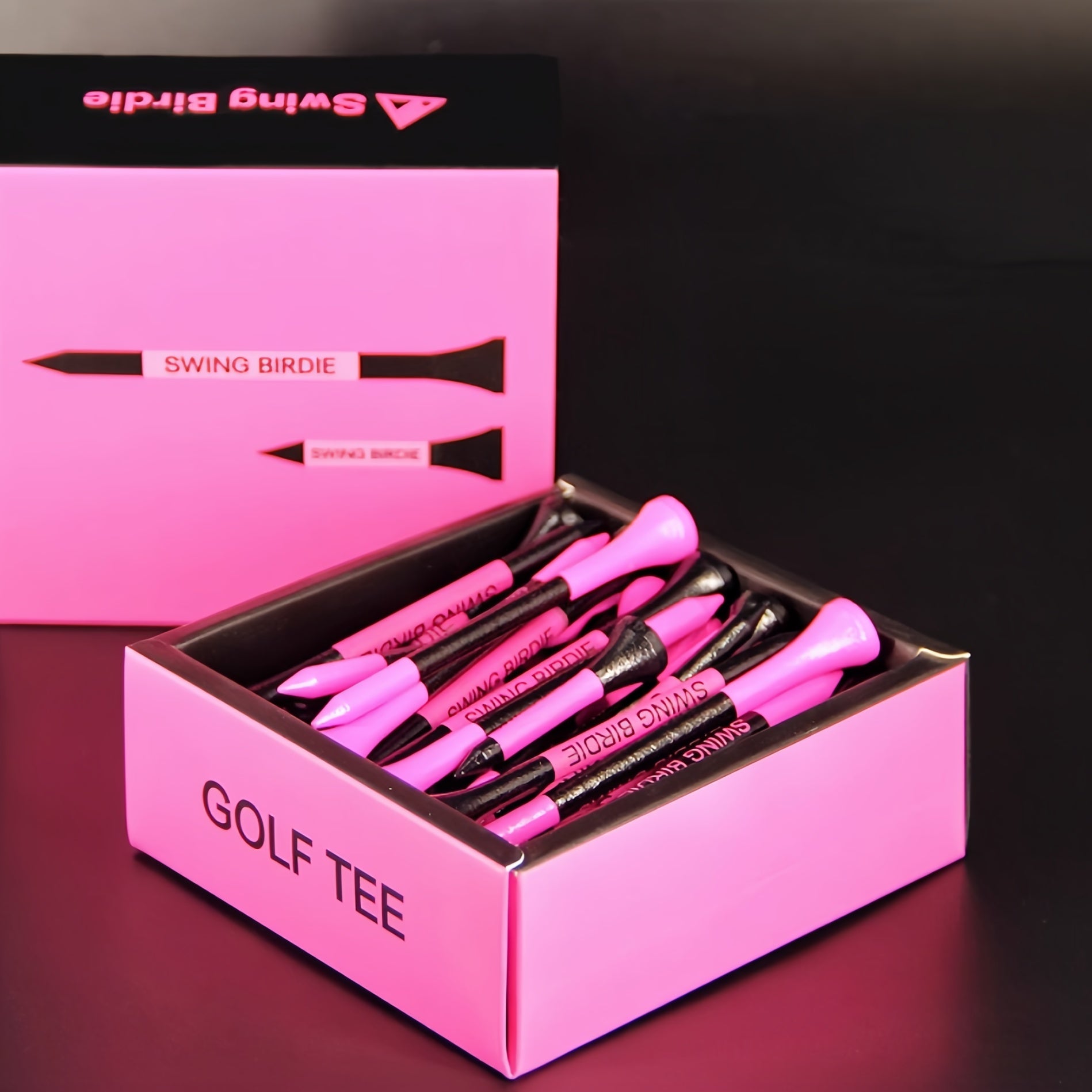 Wooden Golf Tee Pack - Black & Pink - Erthe Golf