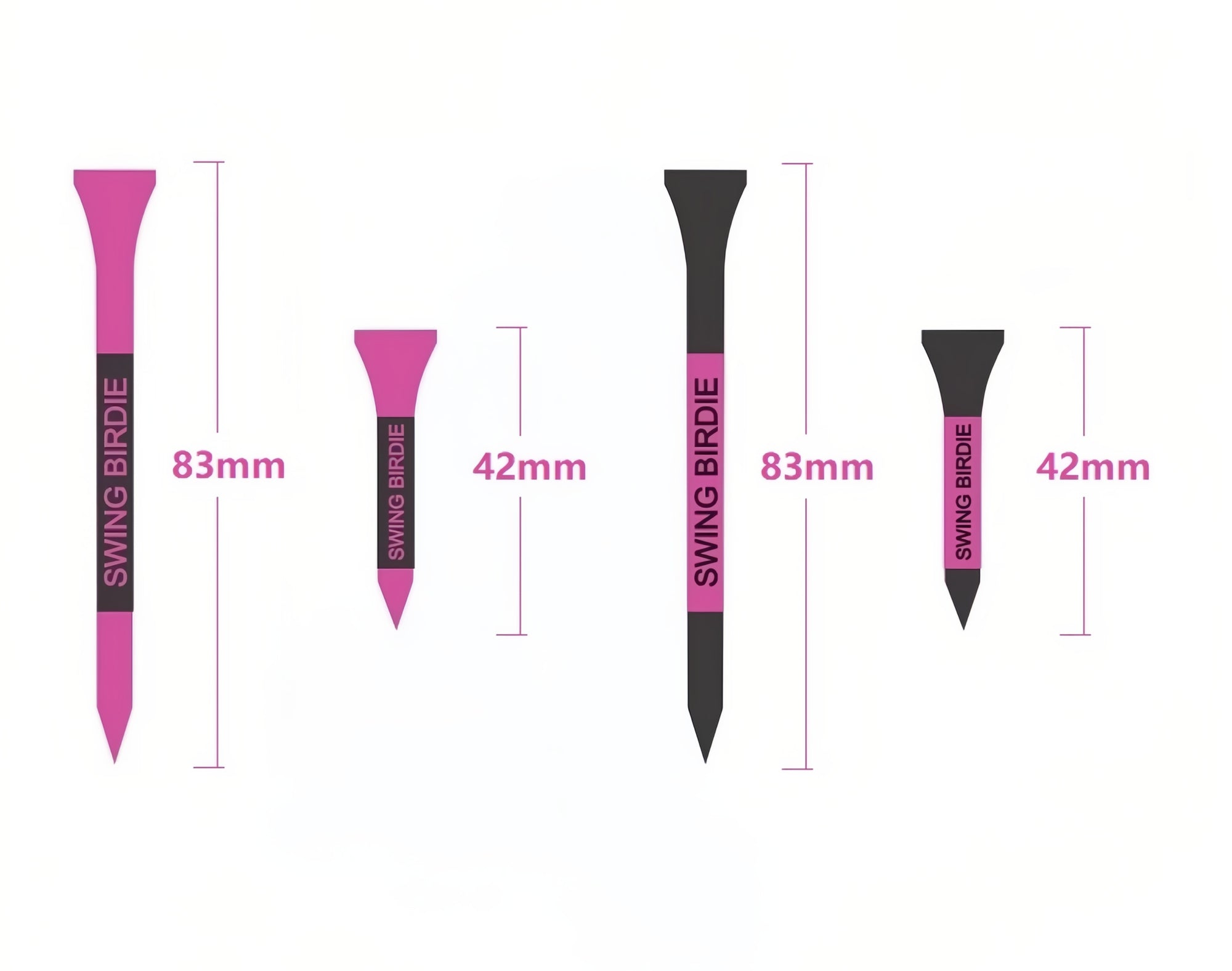 Wooden Golf Tee Pack - Black &amp; Pink - Erthe Golf