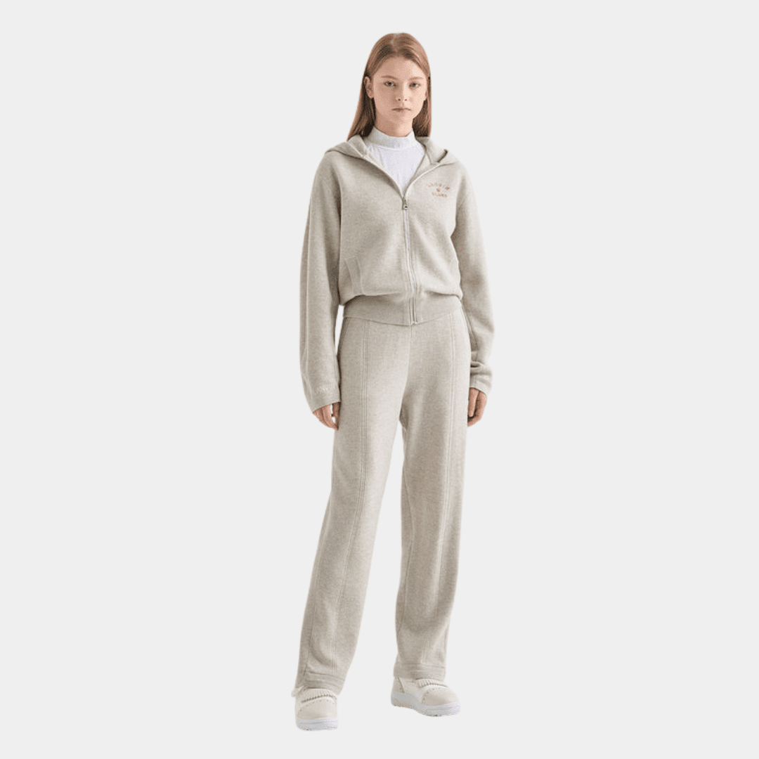 Women's Zip Hoodie - White Grey - Erthe Golf