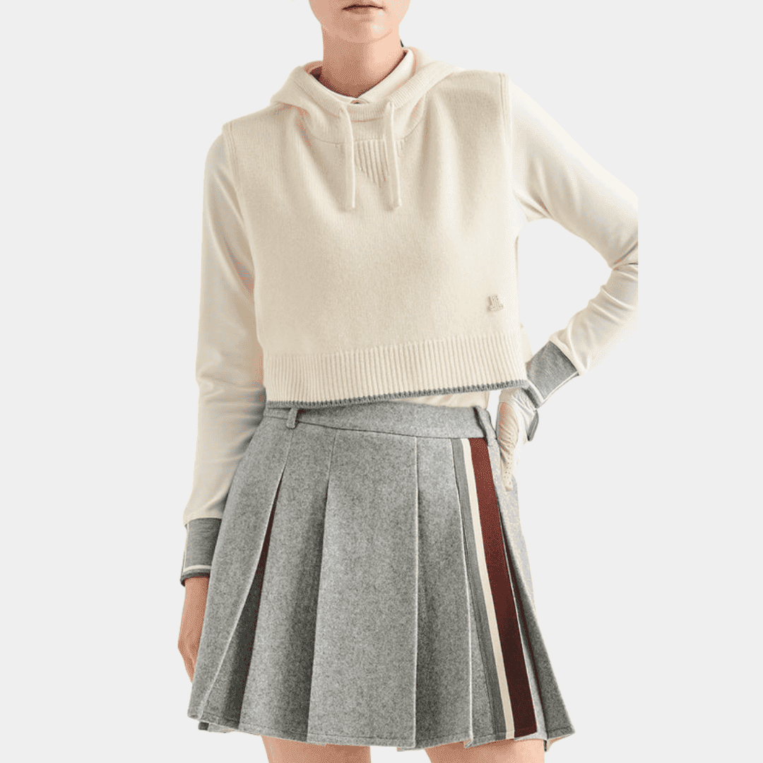 Women's Hoodie Vest - Ivory - Erthe Golf
