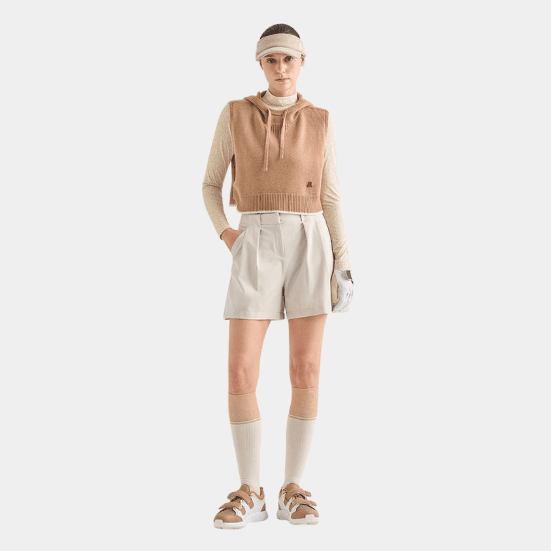 Women's Hoodie Vest - Camel - Erthe Golf