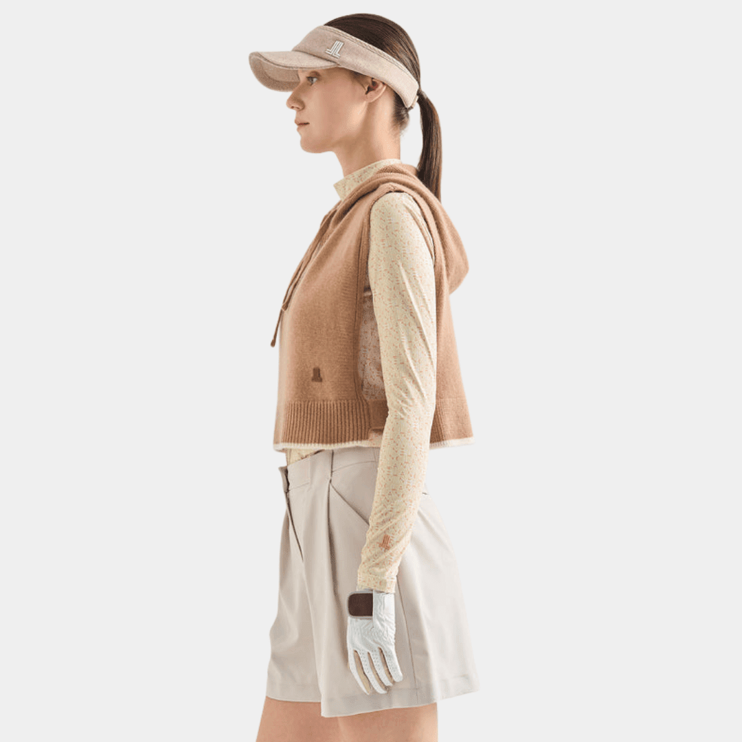 Women's Hoodie Vest - Camel - Erthe Golf