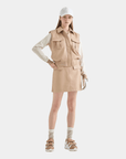 Women's Leather Jacket - Beige - Erthe Golf