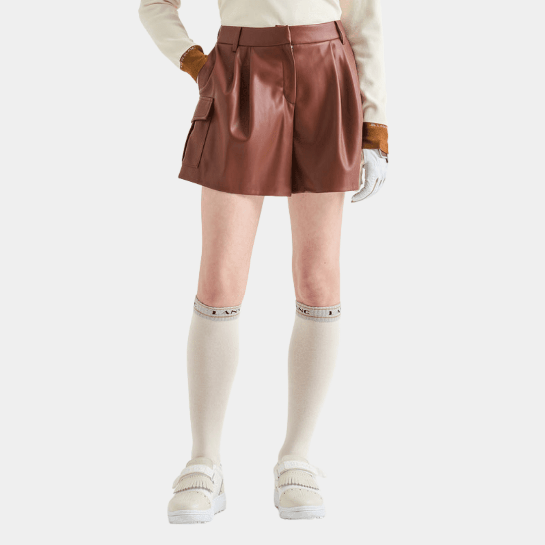 Women's Leather Shorts - Red Brown - Erthe Golf