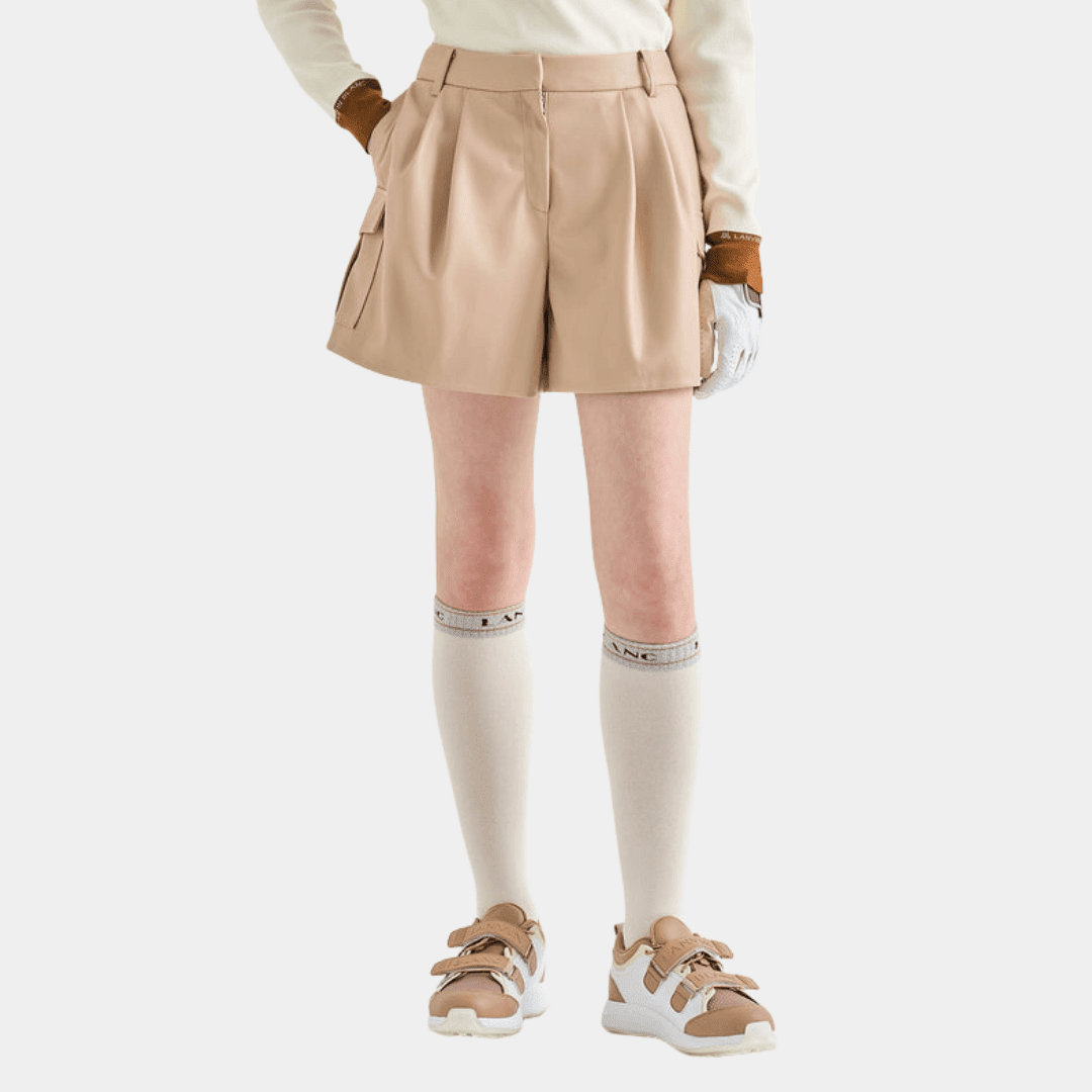 Women's Leather Shorts - Beige - Erthe Golf