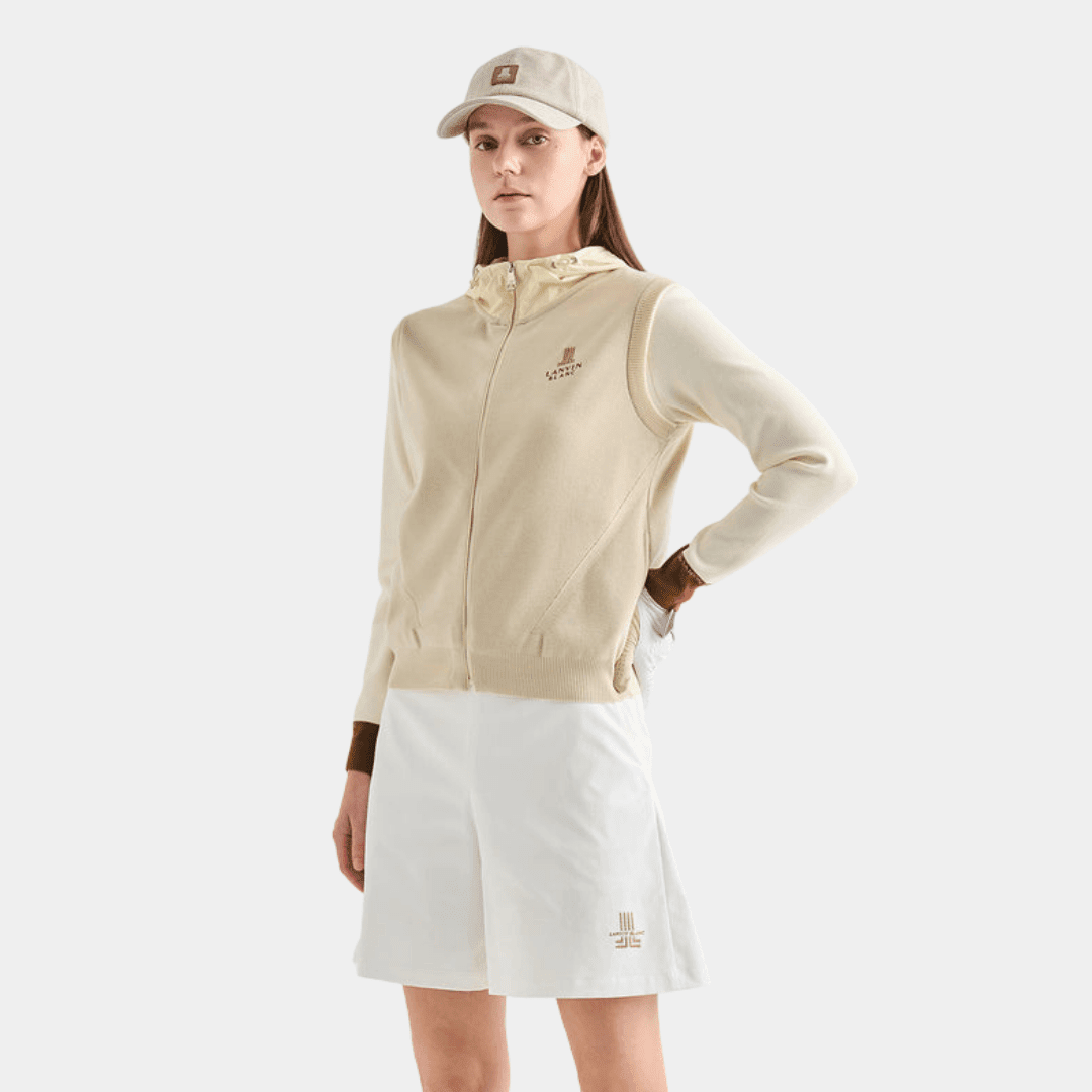 Women's Zip Hoodie - Light Beige - Erthe Golf