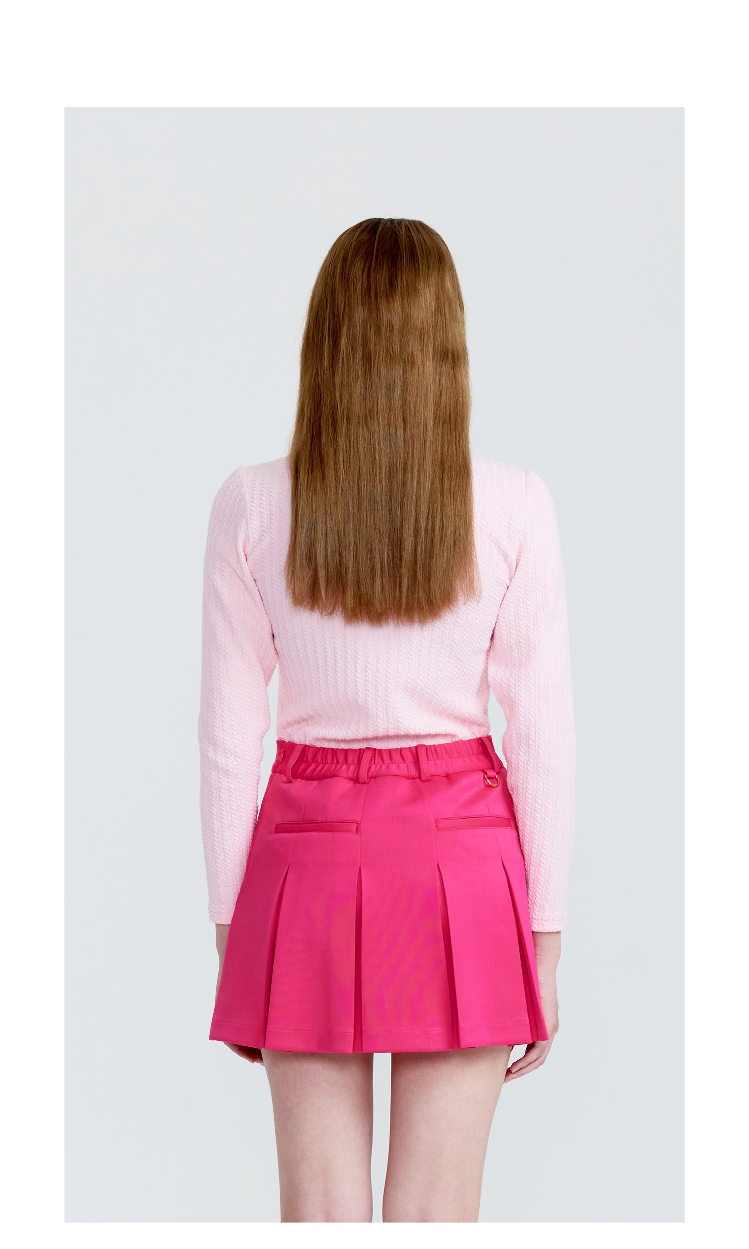 Cellty Pink Suede Collar Long Sleeve