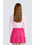 Cellty Pink Suede Collar Long Sleeve