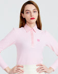 Cellty Pink Suede Collar Long Sleeve