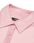 Cellty Pink Suede Collar Long Sleeve