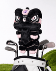 Lion Dance Golf Driver Cover - Black and Pink - Erthe Golf