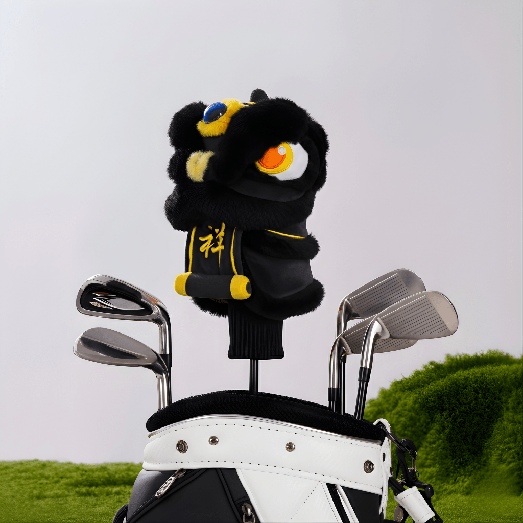 Lion Dance 3 - Wood Headcover - Black And Gold - Erthe Golf