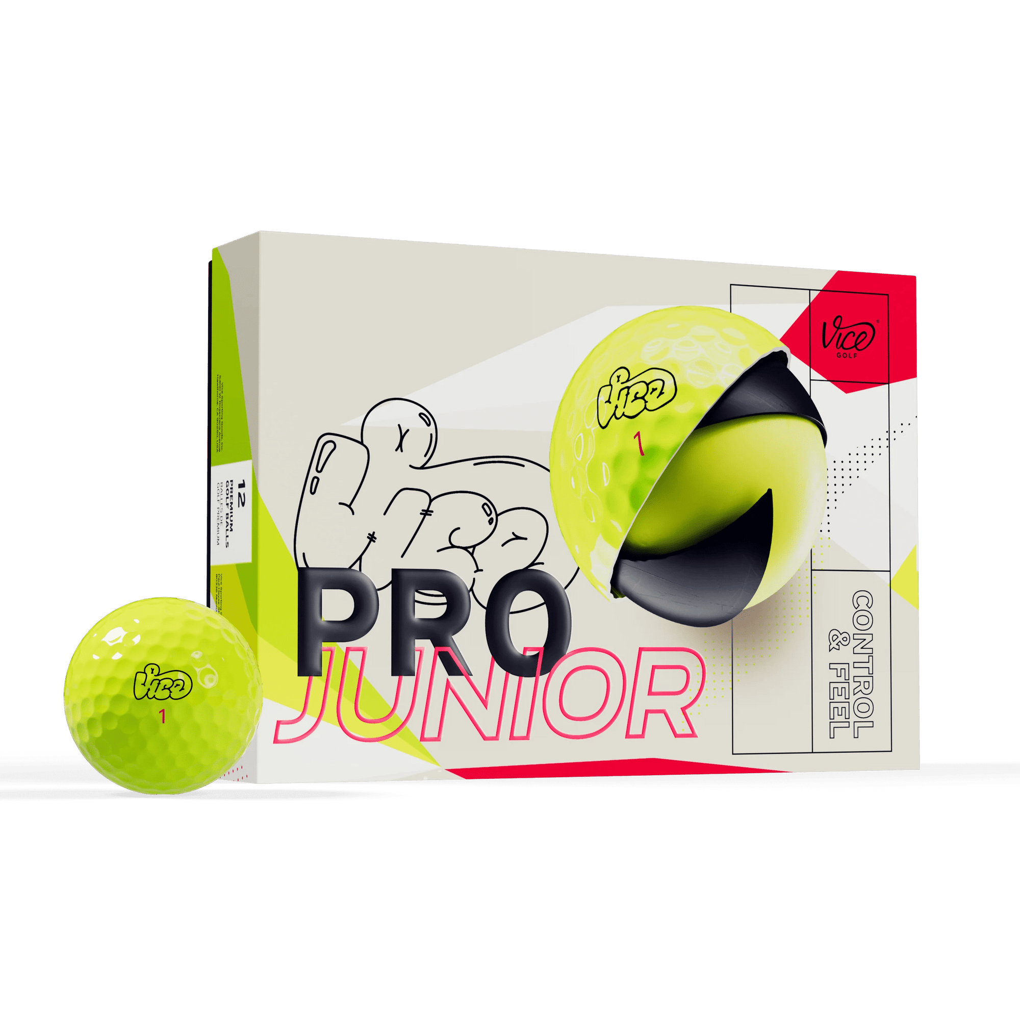 Vice Junior Pro Golf Ball - Yellow - Erthe Golf