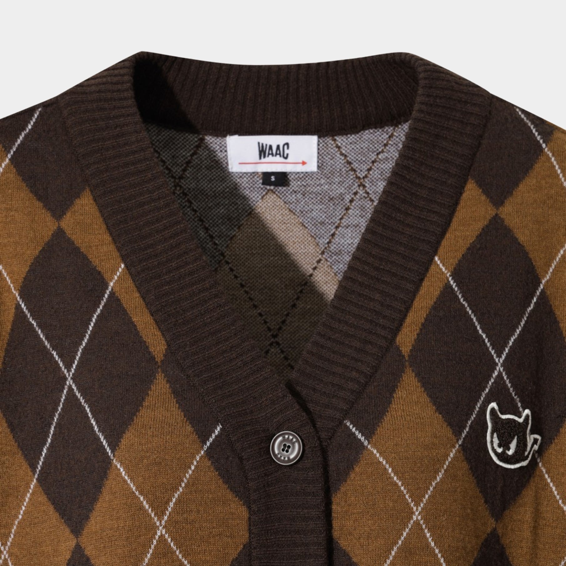Women's Argyle Knit Cardigan - Brown - Erthe Golf