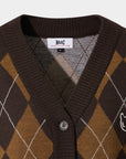 Women's Argyle Knit Cardigan - Brown - Erthe Golf