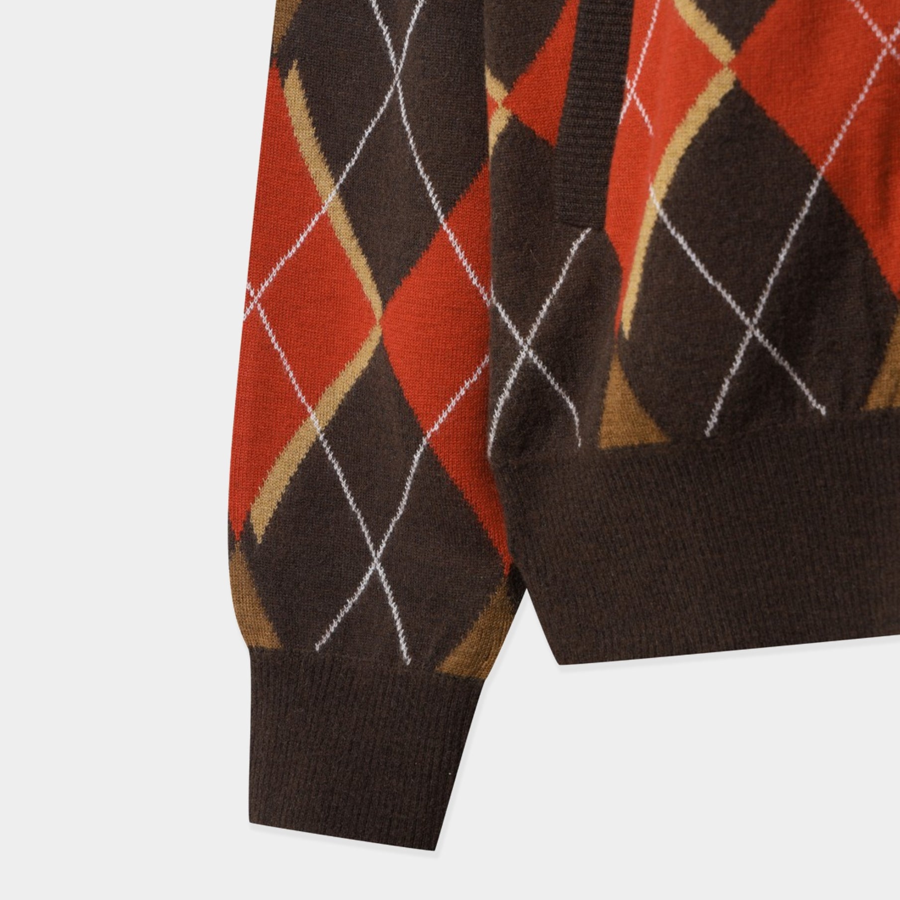 Women's Argyle Knit Cardigan - Brown - Erthe Golf