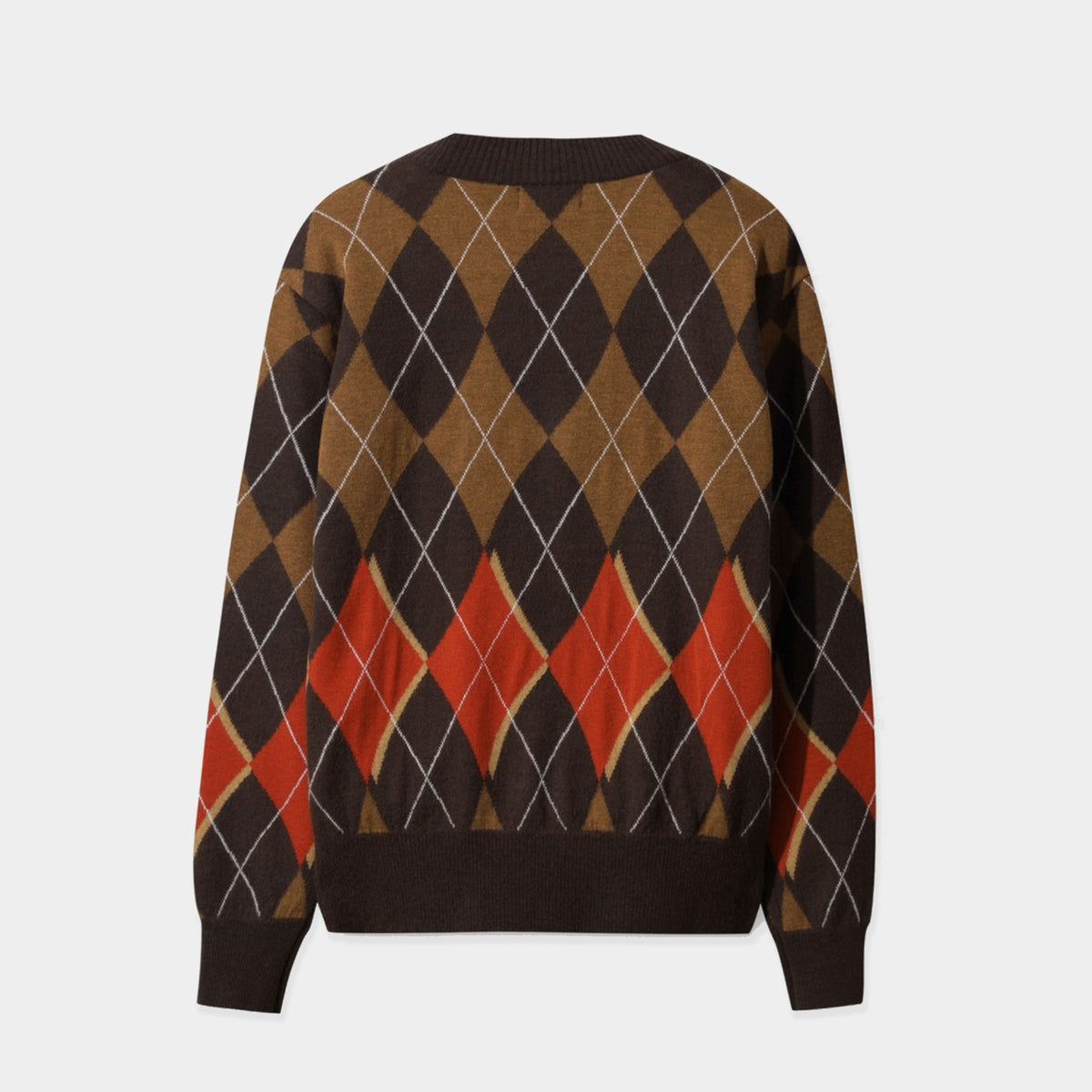 Women's Argyle Knit Cardigan - Brown - Erthe Golf