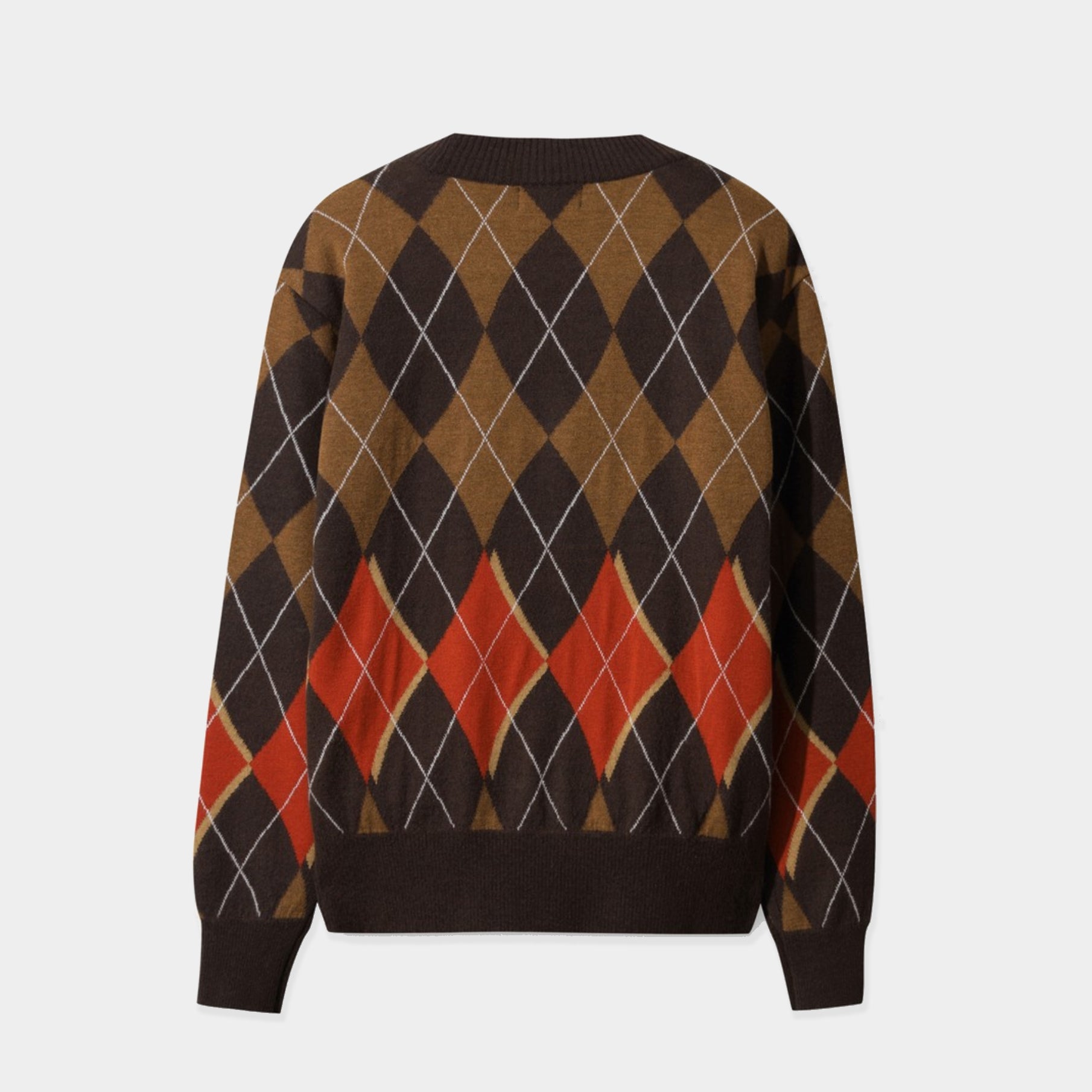 Women&#39;s Argyle Knit Cardigan - Brown - Erthe Golf