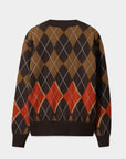 Women's Argyle Knit Cardigan - Brown - Erthe Golf