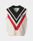 [WAAC X Korea TKR] Women's V Stripe Knit Vest - White - Erthe Golf