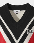 [WAAC X Korea TKR] Women's V Stripe Knit Vest - White - Erthe Golf