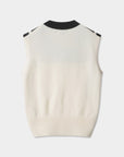 [WAAC X Korea TKR] Women's V Stripe Knit Vest - White - Erthe Golf