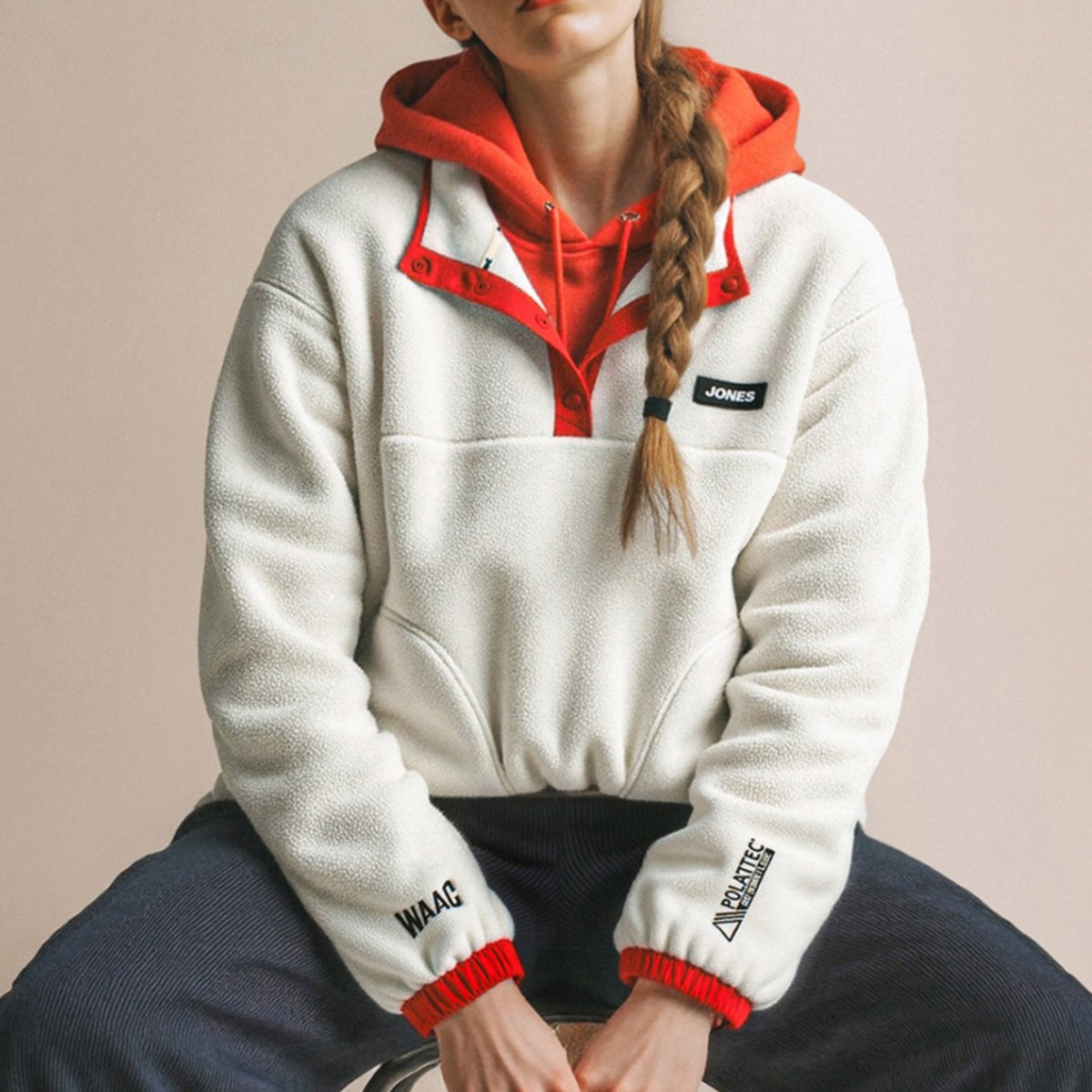 [WAAC X Jones] Women's Polartec Retro Fleece Pullover - Ivory - Erthe Golf