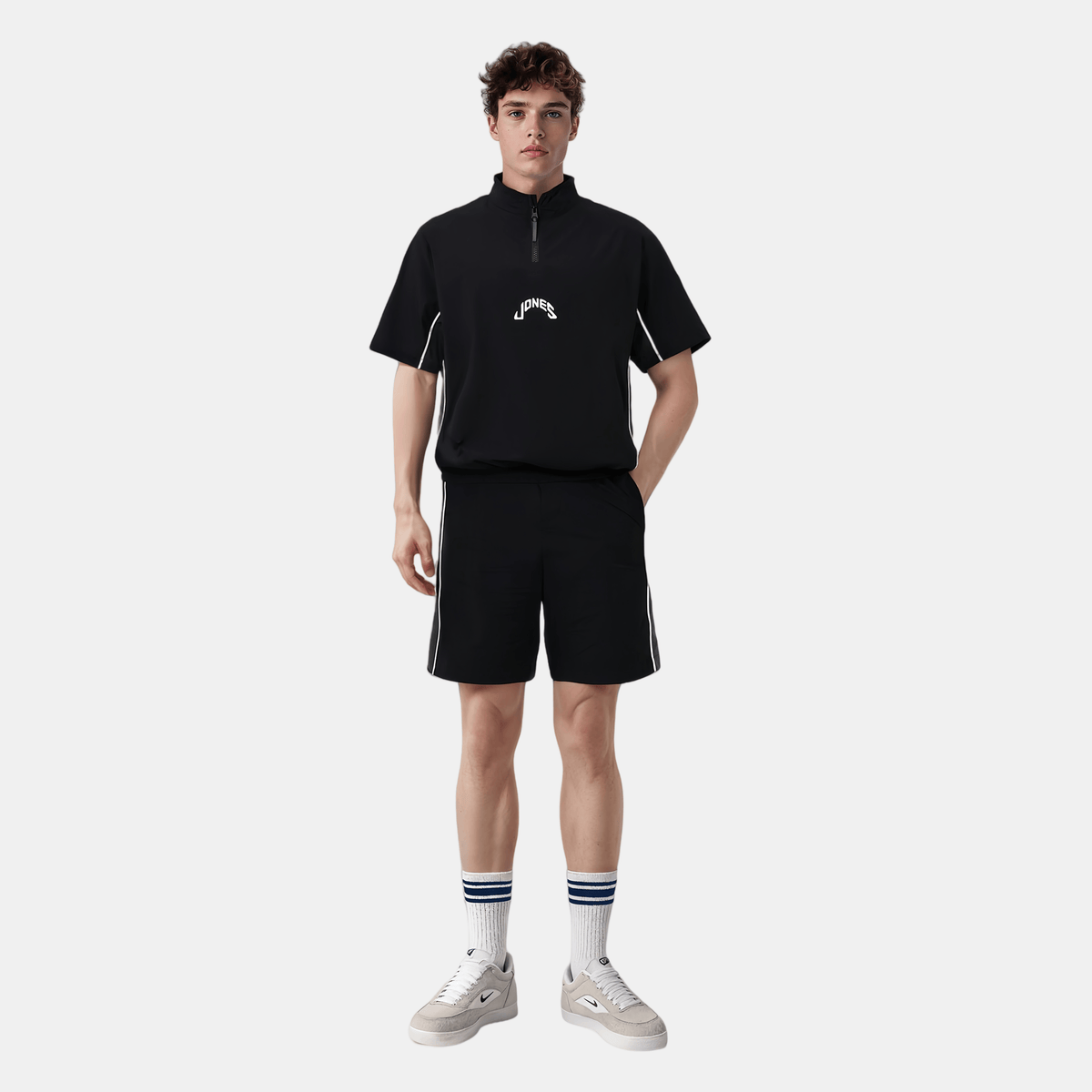 [WAAC x Jones] Men's Stripe Shorts - Black - Erthe Golf