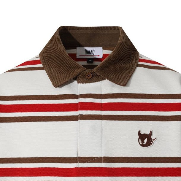 WAAC Men's Stripe Polo - Red - Erthe Golf