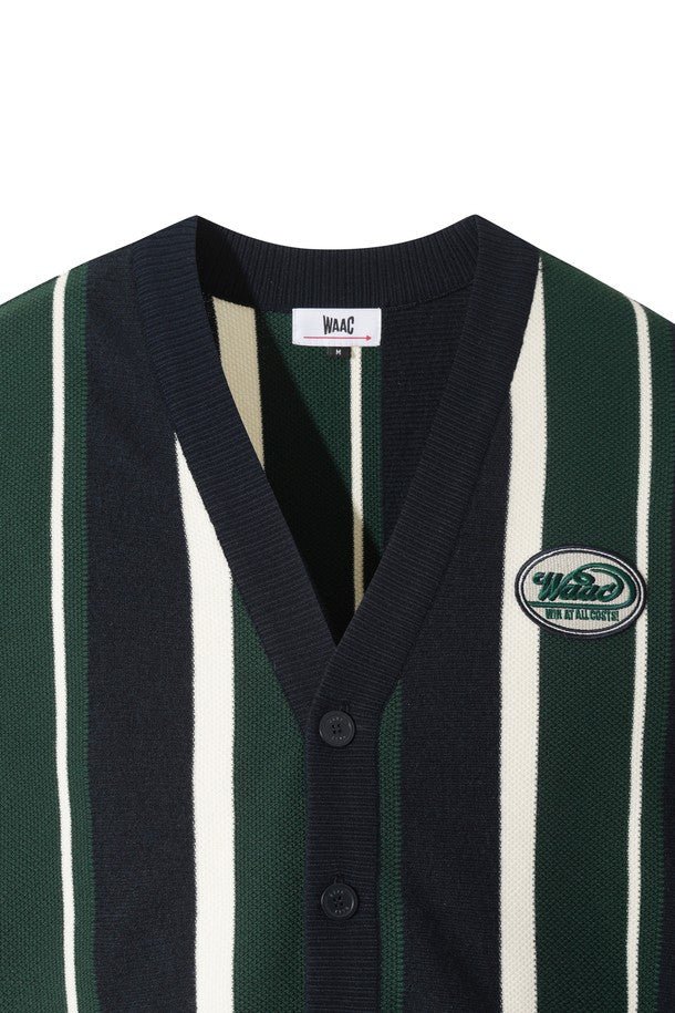 WAAC Men&#39;s Stripe Cardigan - Green - Erthe Golf